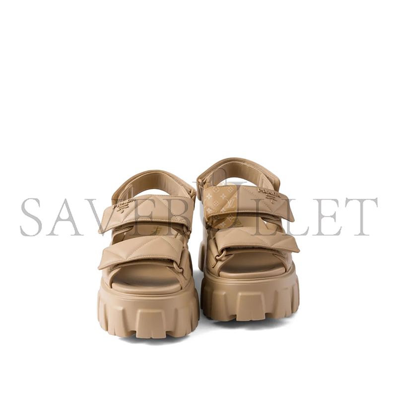 PRADA MONOLITH LEATHER SANDALS 